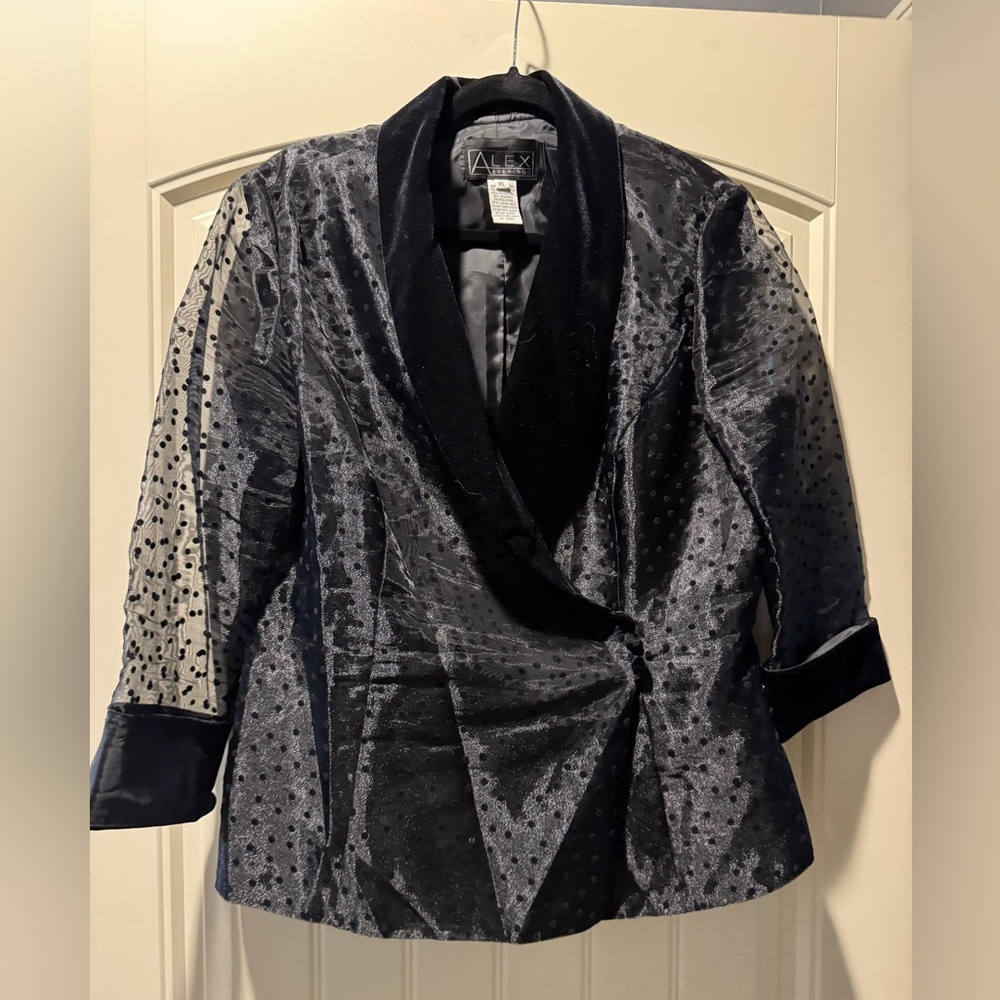 Women’s Alex Midnight special occasion chiffon blouse jacket top sz XL